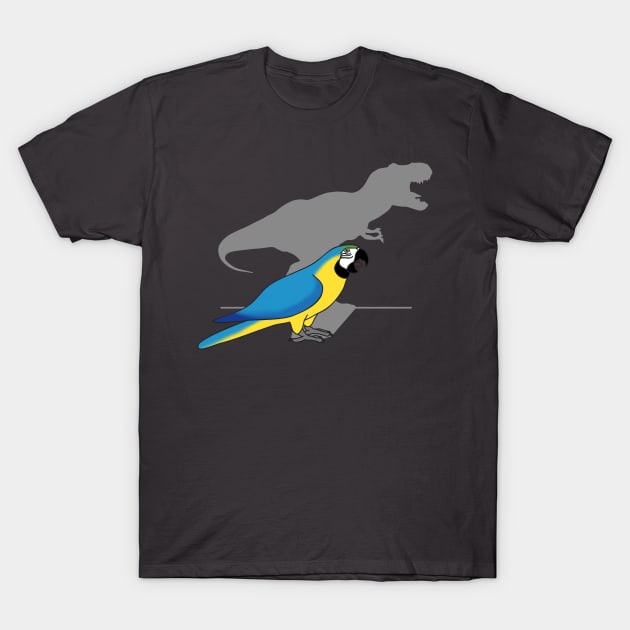 t-rex shadow - blue gold ara macaw T-Shirt by FandomizedRose